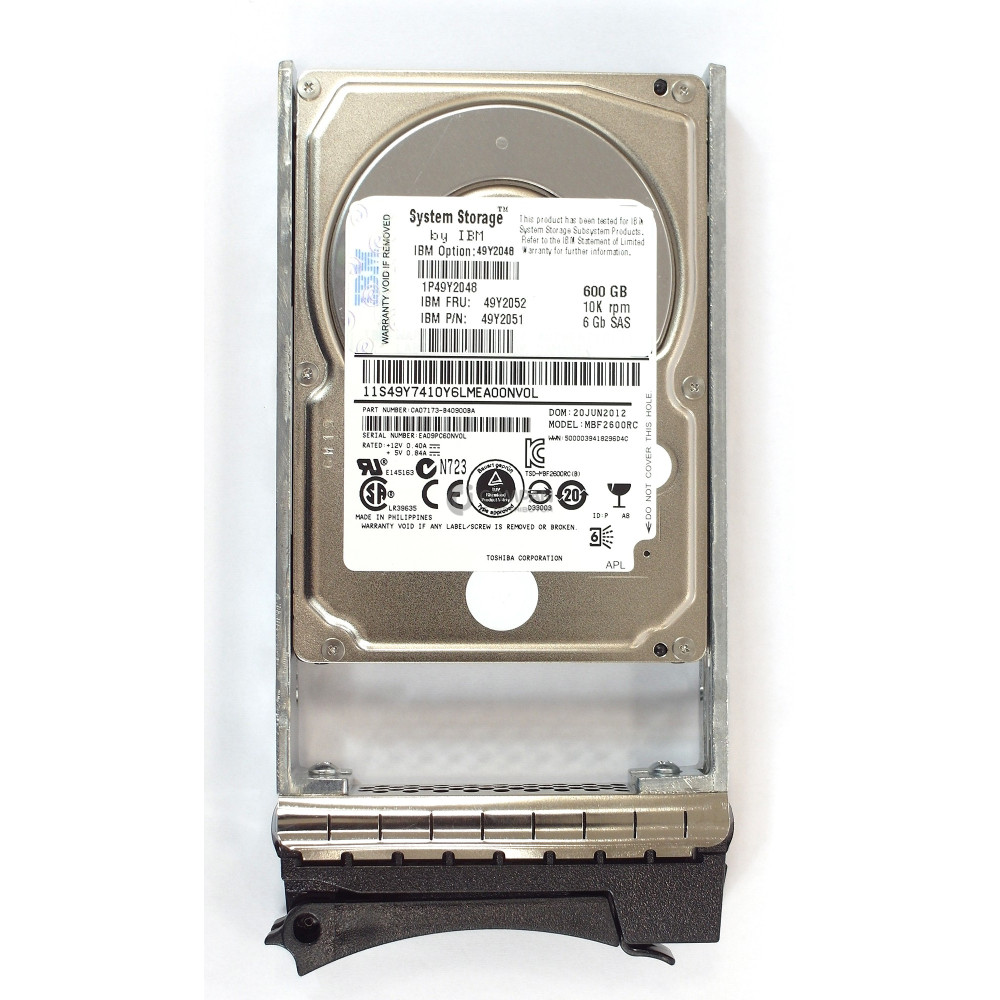 49Y2052 IBM HDD 600GB 10K SAS 6G 2.5" SFF HOT-SWAP FOR DS3524 EXP3524